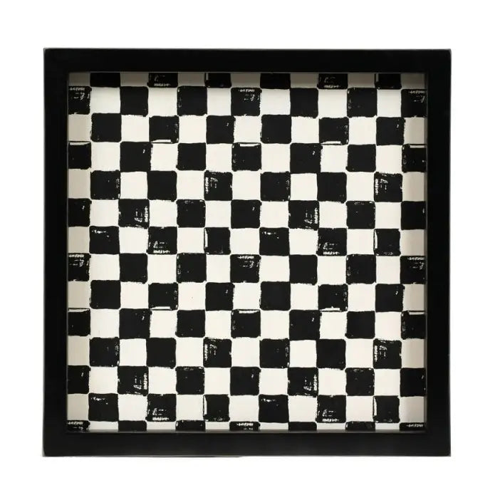 10x10 Wood Tray (Check) Table Decor