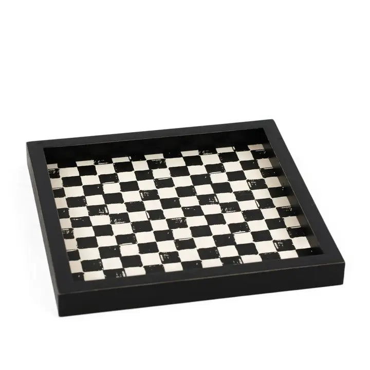 10x10 Wood Tray (Check) Table Decor