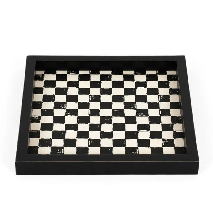 10x10 Wood Tray (Check) Table Decor