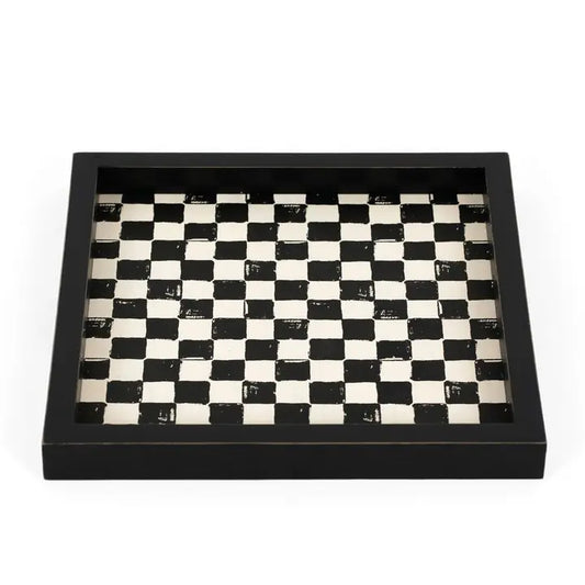 10x10 Wood Tray (Check) Table Decor